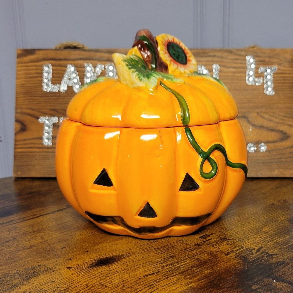 Vintage Ceramic Royal Norfolk jack o lantern Cookie Jar🎃